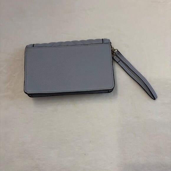 Victorias Secret Quilted Tech Skyflower Blue Wristlet Wallet Gold Detailing - Picture 2 of 13